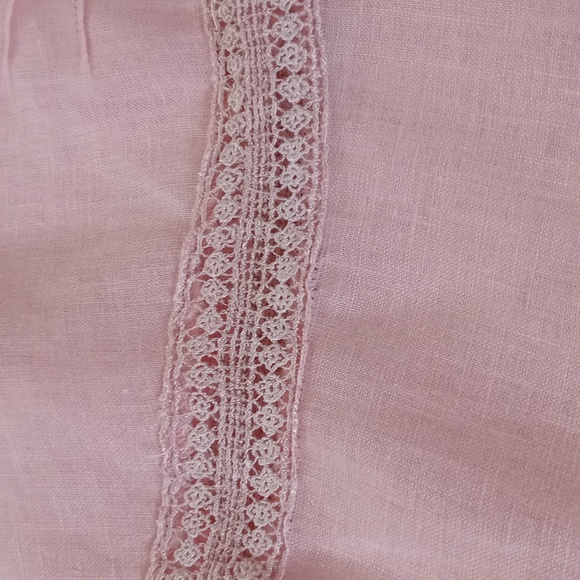 Dainty & Delicate Irish Linen Pink Top with Lace Detailing S - Picture 5 of 6